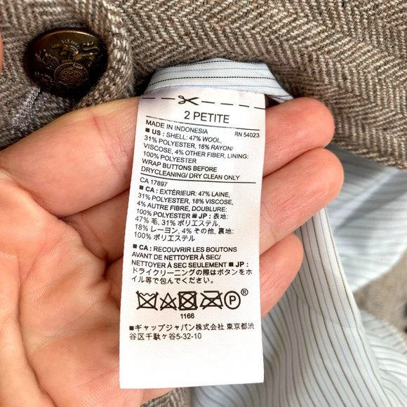 Banana Republic Womens Brown Tweed Wool Blazer 2P - Picture 4 of 4